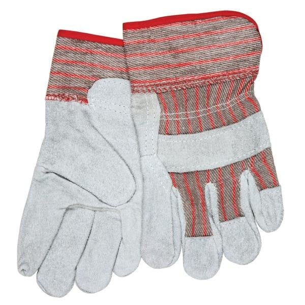 Mcr Safety Cowhide Leather Palm Gloves, Small, Leather, Red/Gray Stripe, PR 1201S - main